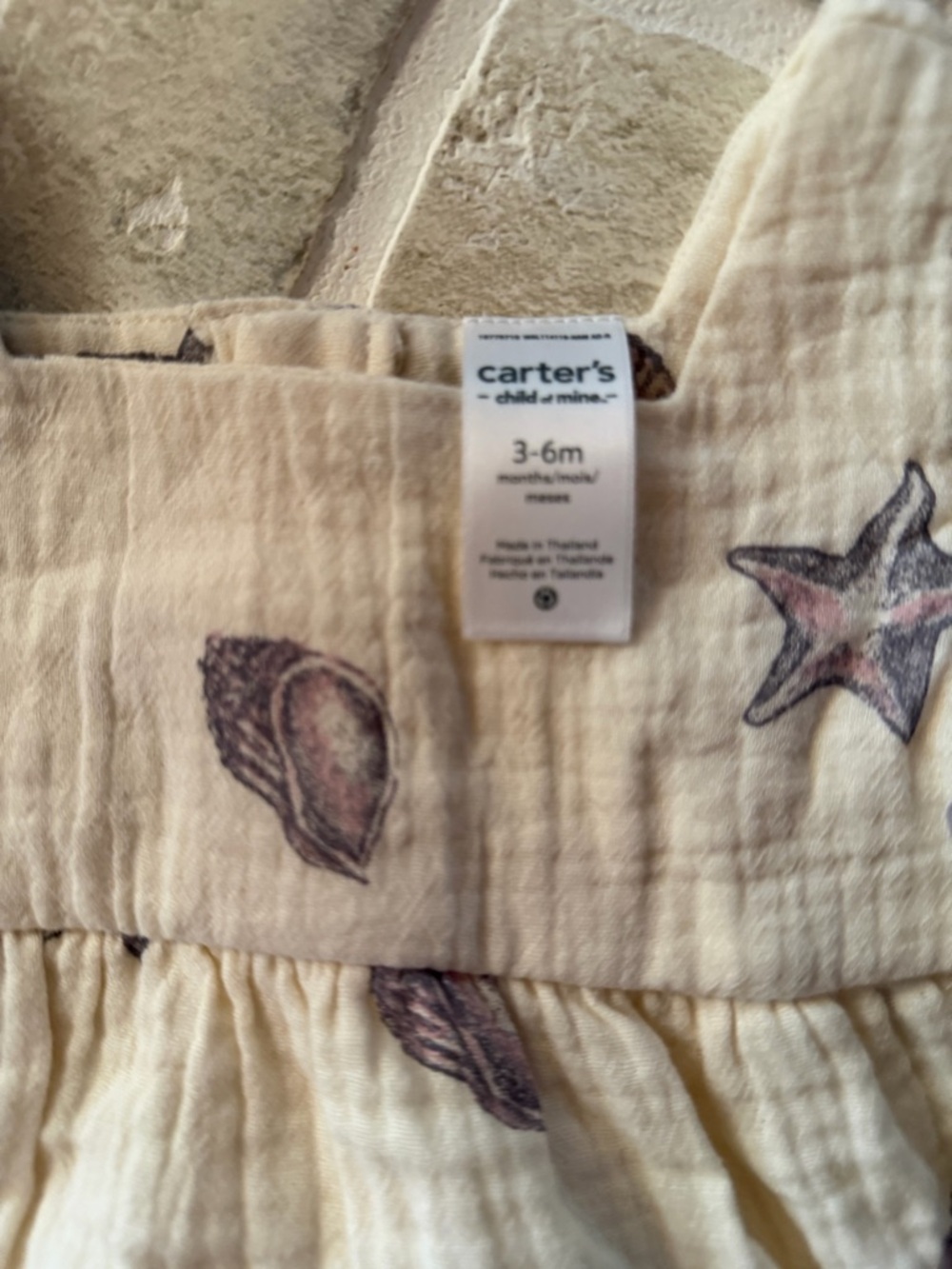 Carter's Cream Seashell & Starfish Ruffle Romper - Picture 3 of 5